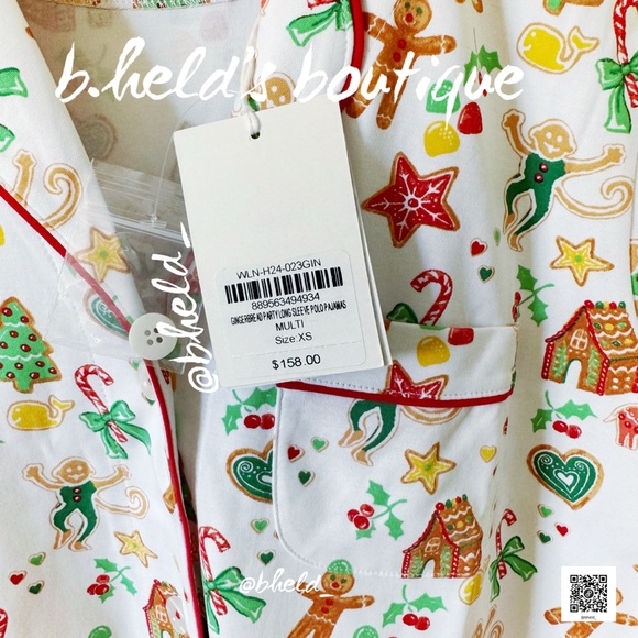 Roller Rabbit Gingerbread Party Long Sleeve Polo Pajamas in Multi Size XS NWT - Picture 6 of 15